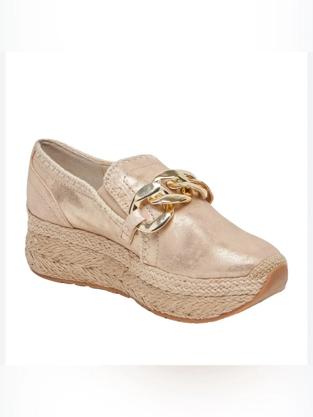 NWOB Dolce Vita Jhenee Espadrille Metallic Gold Chain Platform Loafer Size‎ 8